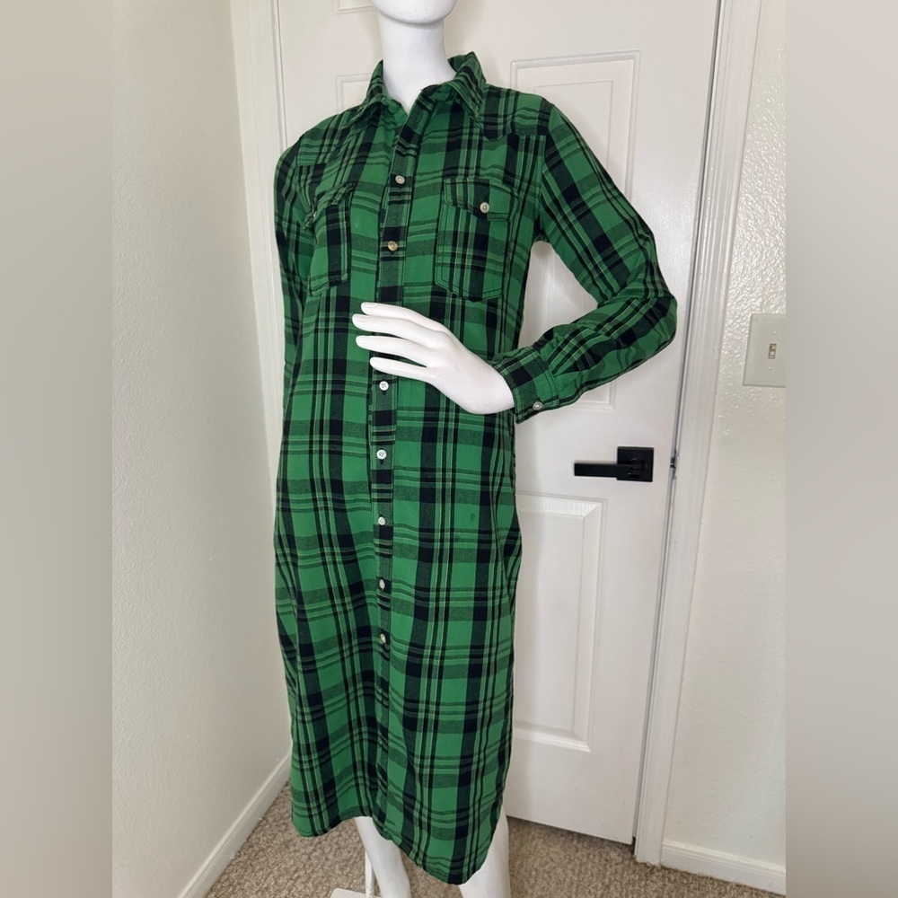 FARM Rio Green Long Sleeve Shirt Dress